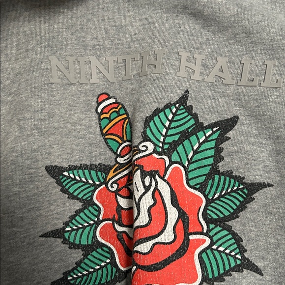 Gray Hoodie with Rose Skull Design and (3) Sweatpants size Adult Medium - Picture 2 of 5